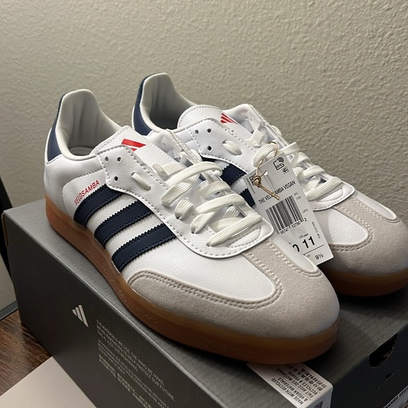 NWT Adidas The Velosamba Vegan Men's Shoes - White/Navy/Grey/Red - HP5399 - Picture 7 of 13